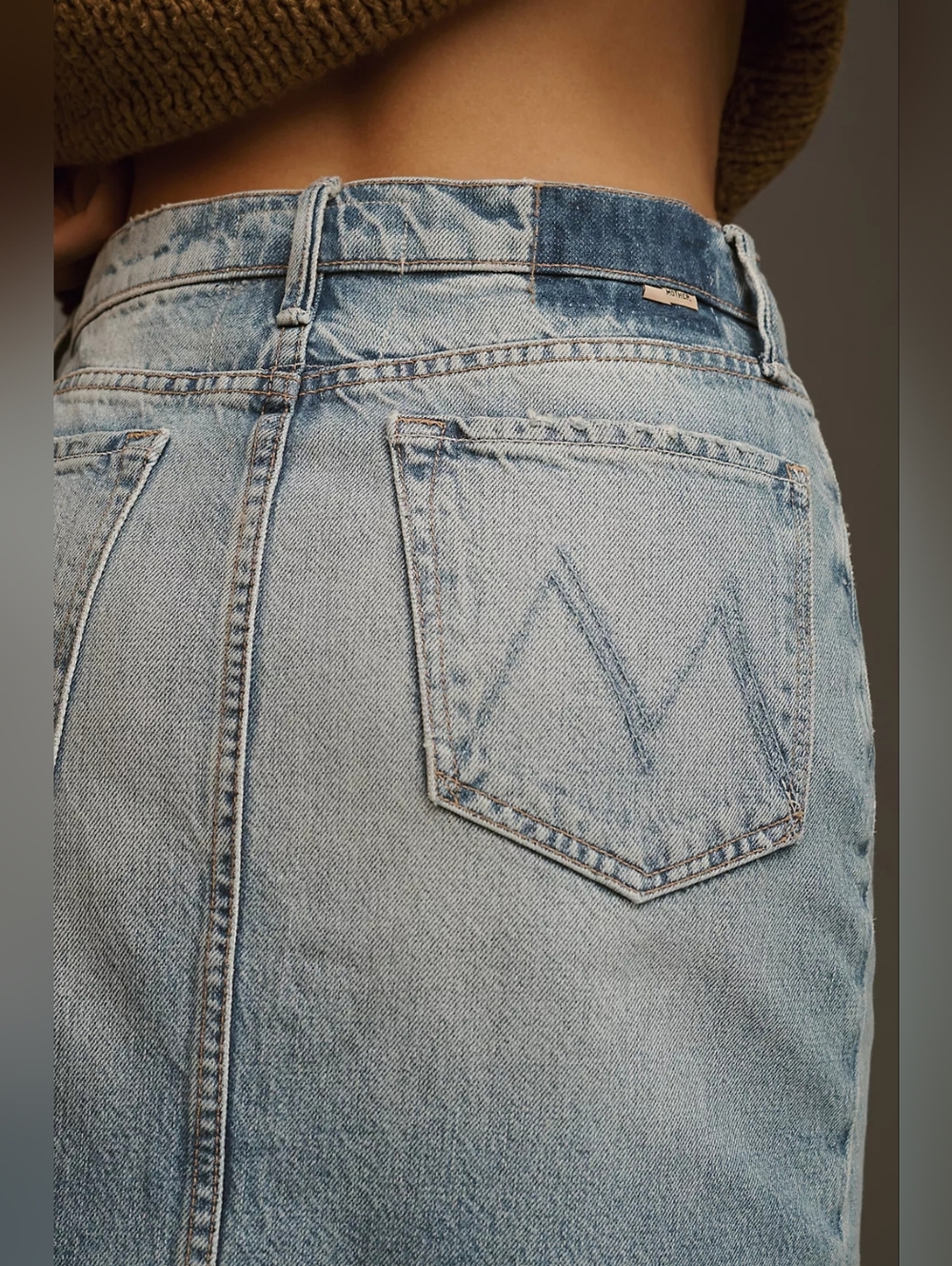 MOTHER The Ditcher Maxi Super Fray Split Denim Jean Skirt Light Blue- 25=0 - Picture 4 of 16